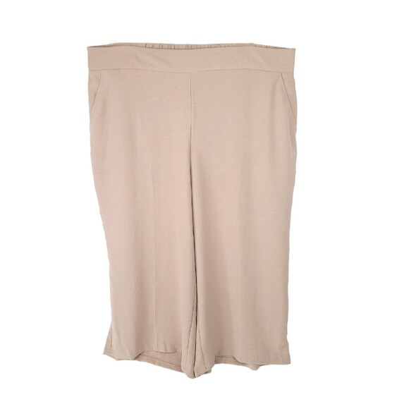 Nine West Pants Womens 2X Cropped Pull On Wide Leg  Dress Beige Plus - Picture 1 of 10